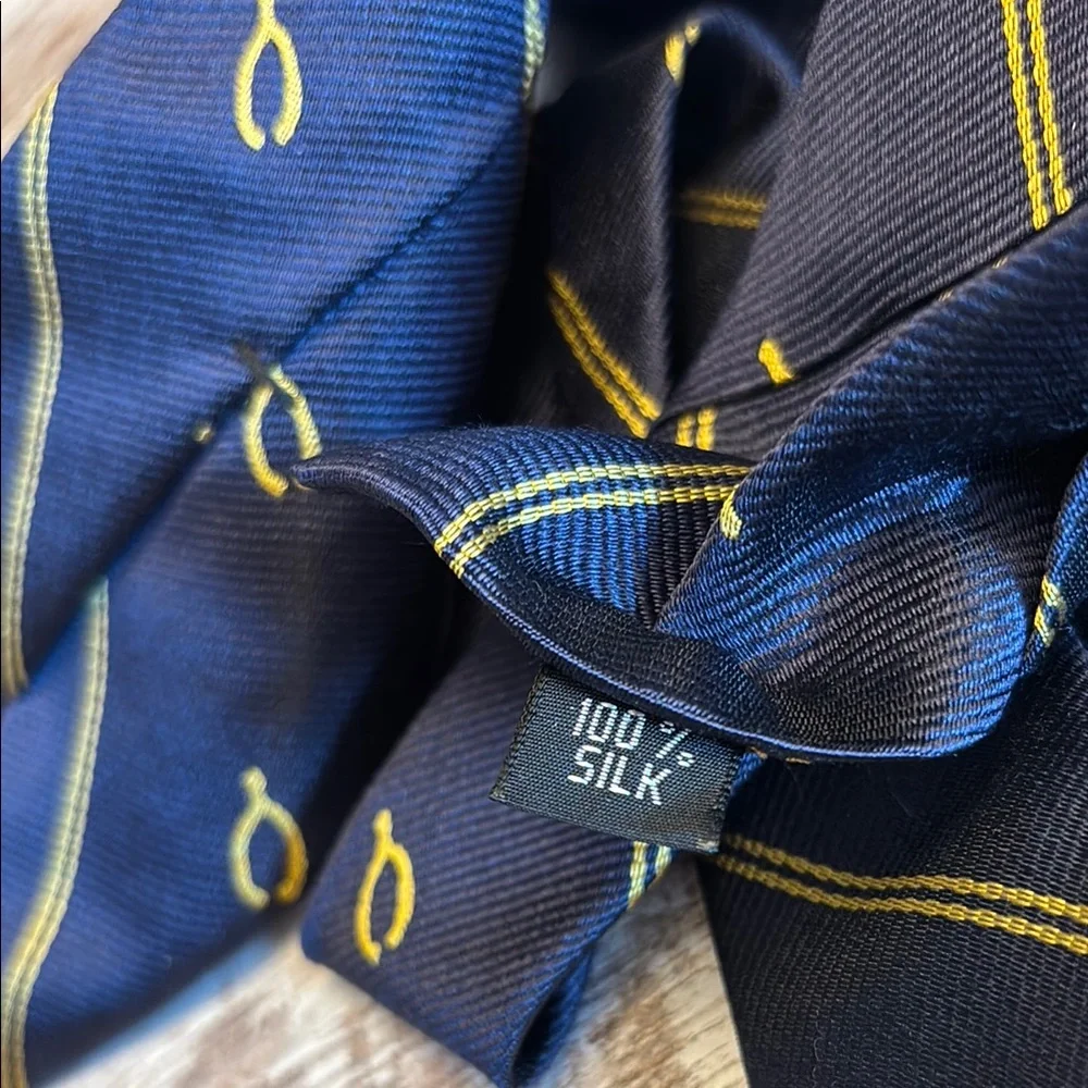 Michael Bruce 100% Silk Navy and Gold Men's Tie
